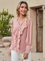 Escote Redondo Manga Larga Floral Regular Flojo Camisa para Mujeres