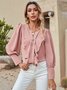 Escote Redondo Manga Larga Floral Regular Flojo Camisa para Mujeres