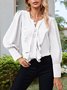 Escote Redondo Manga Larga Floral Regular Flojo Camisa para Mujeres