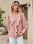 Escote Redondo Manga Larga Floral Regular Flojo Camisa para Mujeres