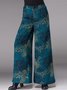 Casual Paisley Largo Bolsillo con Paneles Pantalón