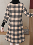 Casual Invierno Diario Midi Vestido Albaricoque Tartán