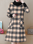 Casual Invierno Diario Midi Vestido Albaricoque Tartán