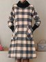 Casual Invierno Diario Midi Vestido Albaricoque Tartán