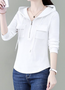 Encapuchado Manga Larga Liso Cremallera Regular Microelasticidad Flojo Camisa para Mujeres