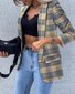 Manga Larga Geométrico Regular Flojo Chaqueta para Mujeres