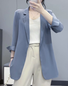 Liso Cuello de Solapa Casual Chaqueta