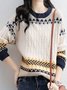 Mujeres Hilo/Hilo de lana Étnico Manga Larga Cómodo Bohémico Suéter