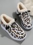 Bohémico Leopardo Slip-On Tacón Plano Botas de Nieve