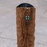 Bohémico Liso Cremallera Talón de Bloque Botas de montar