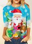 Casual Navidad Escote Redondo Manga Larga Camiseta