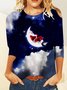 Casual Navidad Escote Redondo Manga Larga Camiseta