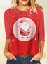 Casual Navidad Escote Redondo Manga Larga Camiseta