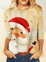 Casual Navidad Escote Redondo Manga Larga Camiseta