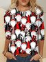 Casual Navidad Escote Redondo Manga Larga Camiseta