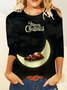 Casual Navidad Escote Redondo Manga Larga Camiseta