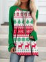 Casual Navidad Escote Redondo Manga Larga Camiseta