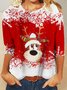 Casual Navidad Escote Redondo Manga Larga Camiseta
