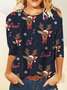 Casual Navidad Escote Redondo Manga Larga Camiseta