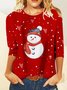 Casual Navidad Escote Redondo Manga Larga Camiseta