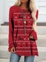 Casual Navidad Escote Redondo Manga Larga Camiseta