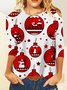 Casual Navidad Escote Redondo Manga Larga Camiseta
