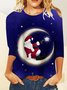 Casual Navidad Escote Redondo Manga Larga Camiseta