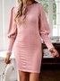 Casual Primavera / Otoño Diario Corto Vestido Rosado Liso
