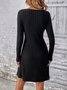 Casual Primavera / Otoño Diario Corto Vestido Negro Liso