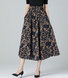 Retro Floral Patrón Línea A Cintura Alta Maxi Falda
