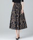 Retro Floral Patrón Línea A Cintura Alta Maxi Falda