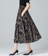 Retro Floral Patrón Línea A Cintura Alta Maxi Falda
