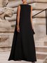 Fiesta Elegante Liso Negro Talla Grande Sin Mangas Vestido