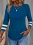 Escote Redondo Flojo Casual Camiseta