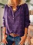Casual Retro Cuello Pico Floral Estampado Blusa