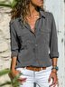 Mujeres Moda Con Cuello De Solapa Color Cuello Pico Manga Larga Blusa