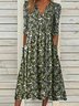 Casual Manga Corta Estampado Floral Vestido Largo
