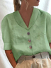 Flojo Con Cuello de Chal Bloque de color Lino Blusa