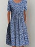Casual Escote Redondo Floral Flojo Vestido