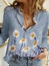 Floral Flojo Casual Cuello Camisero Manga Larga Blusa