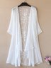 De Encaje Liso Casual Kimono