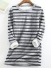 Escote Redondo Manga Larga Rayas Lana Flojo Camisa para Mujeres