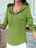Encapuchado Manga Larga Liso Cremallera Regular Microelasticidad Flojo Camisa para Mujeres