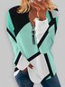 Casual Cuello Pico Geométrico Sudadera