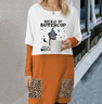 Escote Redondo Manga Larga Letras de texto Hebilla Regular Microelasticidad Flojo Camisa para Mujeres