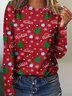 Casual Navidad Escote Redondo Manga Larga Camiseta