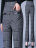 Casual Tartán Largo Hebilla Pantalón