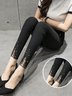 Casual Liso Largo Hebilla Pantalón