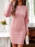Casual Primavera / Otoño Diario Corto Vestido Rosado Liso