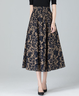 Retro Floral Patrón Línea A Cintura Alta Maxi Falda